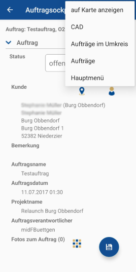 Auftragsüberblick im App Cockpit