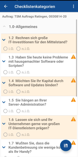 Instandhaltung.App Vordefinierte Checklisten zum Auftrag ausfüllen