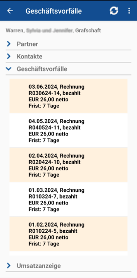 Instandhaltung.App Geschäftsvorgänge wie Rechnungen ... direkt aus dem ERP über das Cockpit einsehen